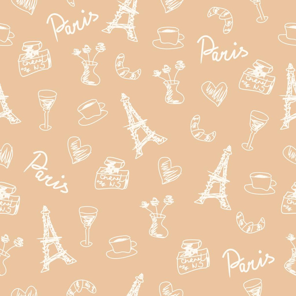 seamless pattern with france objects memories - Vector, imagen