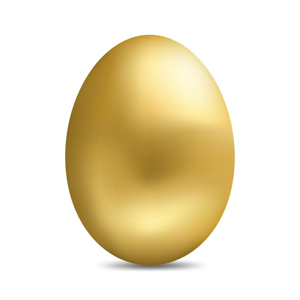 Realistic golden egg isolated on white background. Easter egg for greeting card. - Vector, Image
