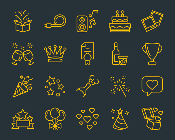 набір святкових ікон, таких як подарунок, Різдво, вечірка, шампанське, подія, день народження
 - Вектор, зображення