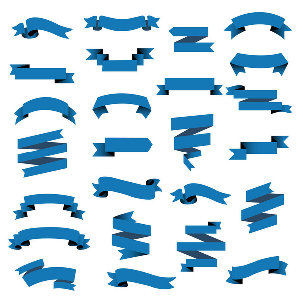 Blue Web Ribbon Big Set, Vector Illustration - Διάνυσμα, εικόνα