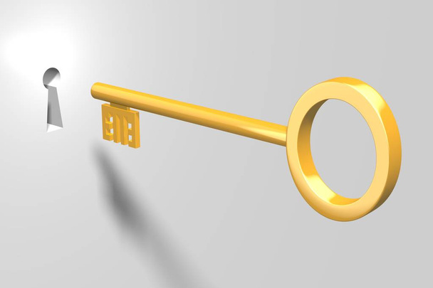 3D klucz / lock / koncepcja rozwiązania - Zdjęcie, obraz