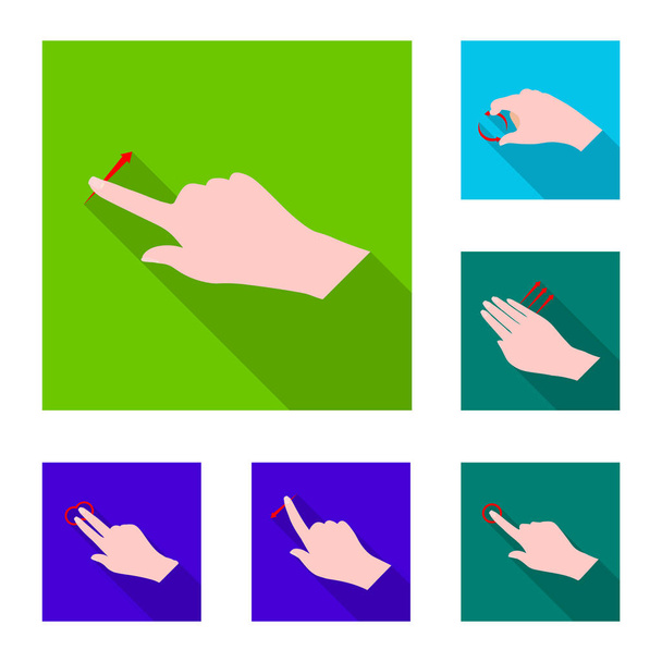 Vector design of touchscreen and hand icon. Set of touchscreen and touch stock symbol for web. - Vector, Image