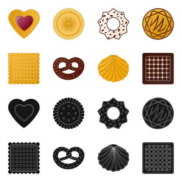 Vector illustration of biscuit and bake logo. Collection of biscuit and chocolate stock symbol for web. - Vetor, Imagem