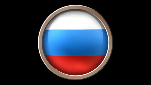 Animált orosz zászlót az elszigetelt fekete gombra. Problémamentes hurok - Felvétel, videó