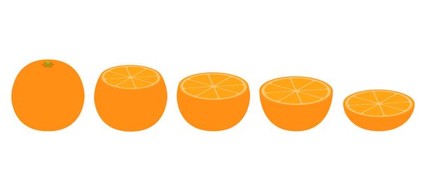 Conjunto de ícones laranja, partes laranja, citrinos sobre um fundo branco
 - Vetor, Imagem