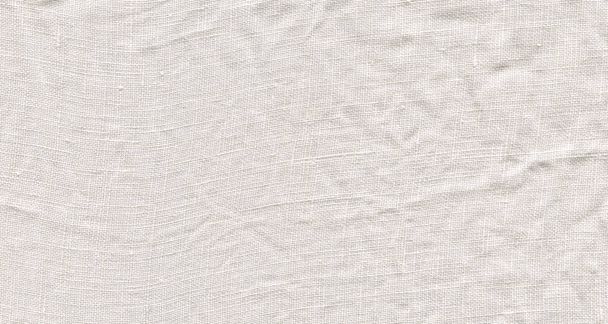 白のリネン キャンバス。天然リネン ホワイト バック グラウンド - 写真・画像