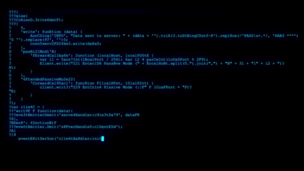 gecodeerde snel lang scrollen programmering hacken code veiligheidsgegevens stromen stream op rode display nieuwe kwaliteit nummers brieven codering techno vrolijke video 4k-beeldmateriaal . - Video