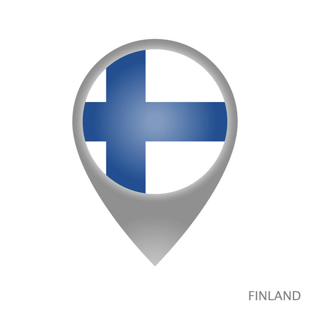 Harita göstergesi ile Finlandiya bayrağı. Harita için renkli işaretçi simgesi. Vektör çizim. - Vektör, Görsel