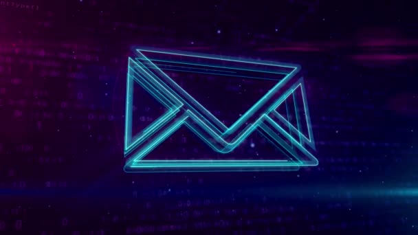 E-mail communications in cyberspace with envelope symbol on digital background. Digital message icon abstract concept  loopable and seamless animation. - Footage, Video