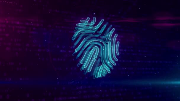 Cyber protection by fingerprint identification on digital background. Technology of personal authorization and digital security with hand finger verification system abstract concept loop and seamless animation. - Footage, Video