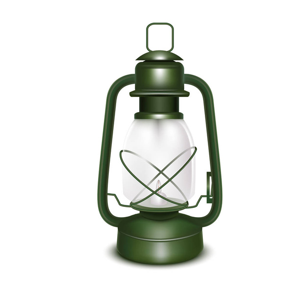 Realistic 3d Detailed Old Oil Lantern. Vector - Vecteur, image