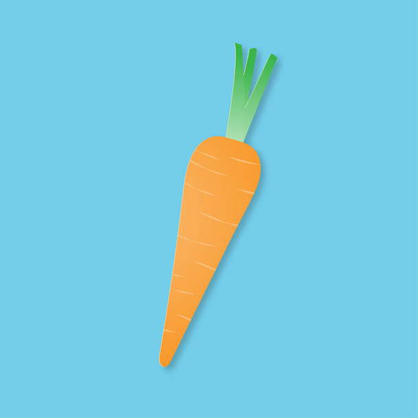 Creative vector illustration carrot. On blue background with paper textured. Paper art digital craft papercut style. - Vector, imagen