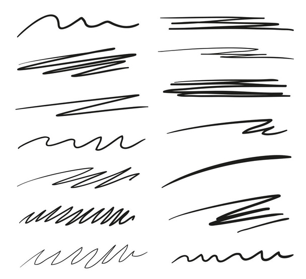 行の配列と背景。ストロークの混沌とした背景。手描きのパターン。黒と白のイラスト。ポスターやチラシの要素 - ベクター画像