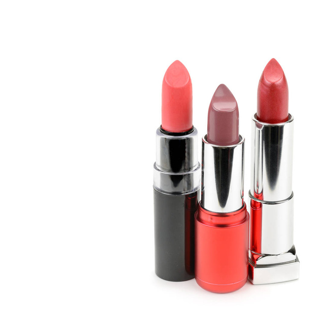 Set of lipsticks isolated on white background. Free space for text. - Fotó, kép