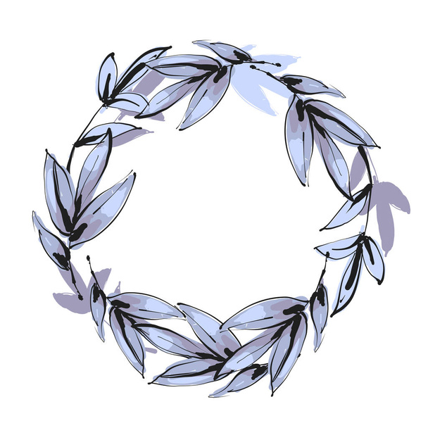 Round frame with bamboo branches, vector illustration - Διάνυσμα, εικόνα