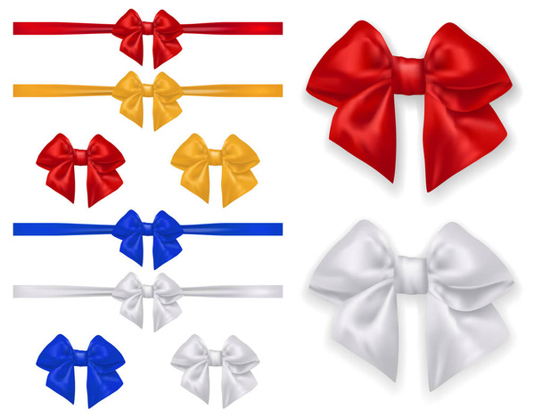 Set of bows and ribbons - isolated on white background. Vector illustration. - Vector, Image