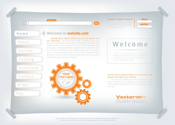 Progettazione di modelli di sito web con elementi di interfaccia. Illustrazione vettoriale. - Vettoriali, immagini