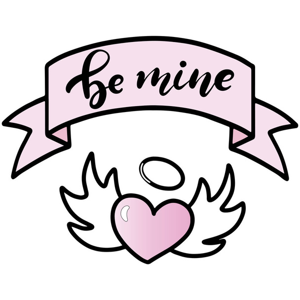Be my Valentine hand lettered text. - Vector, Imagen