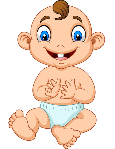 Vektor-Illustration von Cartoon-Baby Junge klatscht Hand - Vektor, Bild