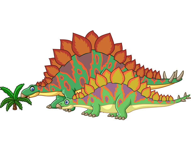 Vektori kuva sarjakuva stegosaurus hänen vauva
 - Vektori, kuva