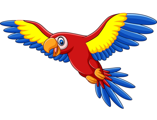Vector illustration of Cartoon funny macaw flying - Vector, Image