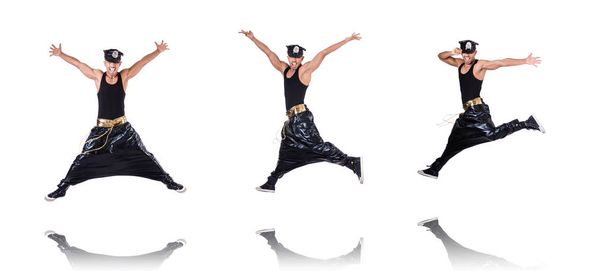 Bailarina de rap en pantalones anchos en blanco
 - Foto, imagen