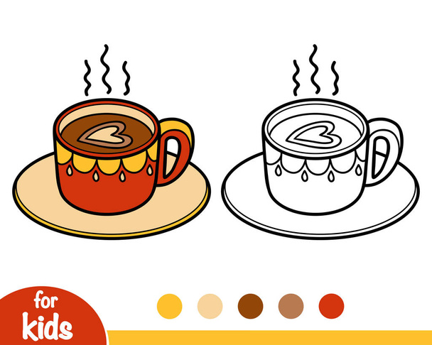 Coloring book for children, Cup of coffee - Wektor, obraz