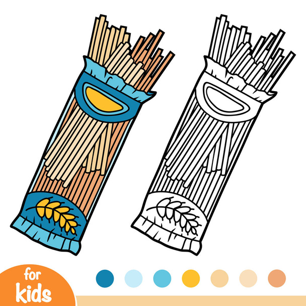 Libro para colorear para niños, Paquete de espagueti de pasta
 - Vector, imagen