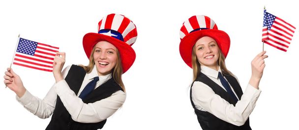Collage con donna e cappello americano
 - Foto, immagini