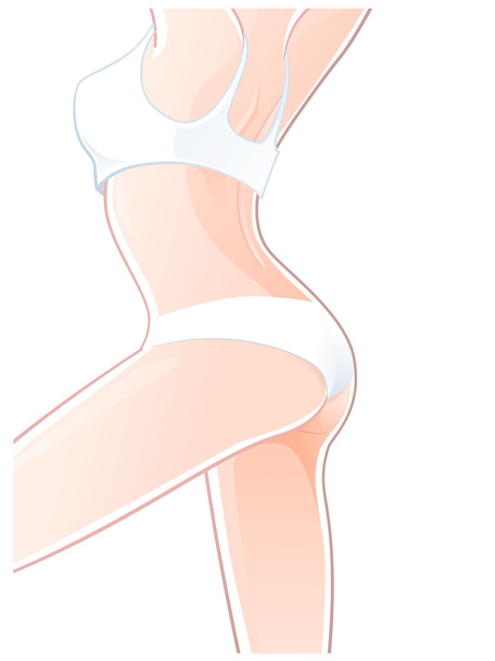 woman body in white lingeries - Vector, Image