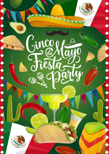 Cinco de Mayo vakantie, Mexicaanse fiesta kalligrafie - Vector, afbeelding