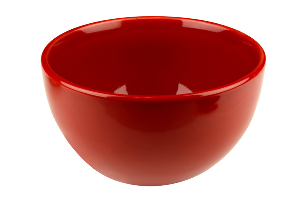 Червона порожня миска ізольована на білому
 - Фото, зображення