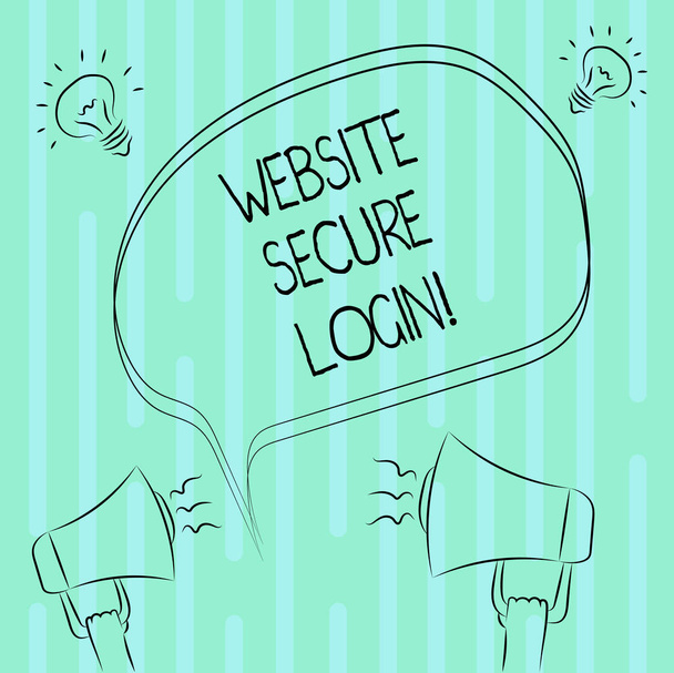 Word writing text Website Secure Login. Business concept for Uses SSL to encrypt the user name and password Freehand Outline Sketch of Blank Speech Bubble Megaphone Sound Idea Icon. - Photo, Image