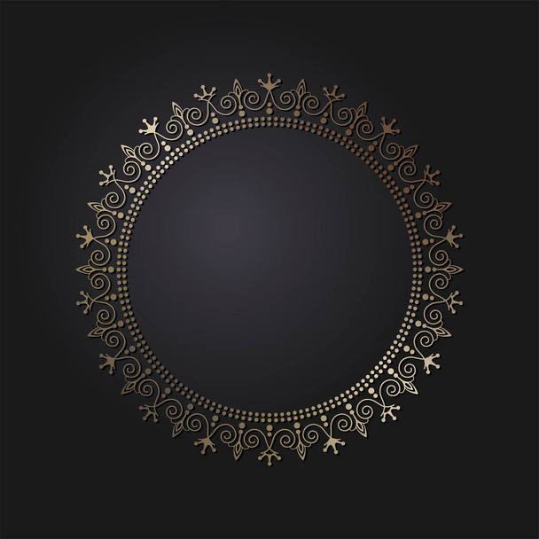 Decorative round frame for design with abstract floral pattern. Circle frame. Template Vector. - Вектор,изображение
