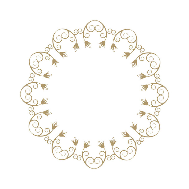 Moldura redonda decorativa para design com padrão floral abstrato. Moldura circular. Modelo Vector
. - Vetor, Imagem