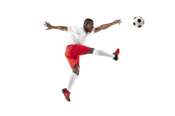 Professional african football soccer player isolated on white background - Фото, изображение
