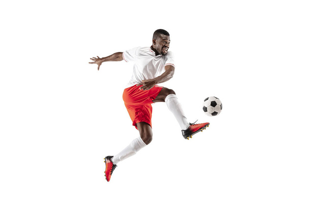 Professional african football soccer player isolated on white background - Foto, Imagen