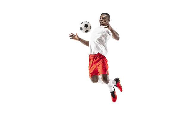 Professional african football soccer player isolated on white background - Photo, Image