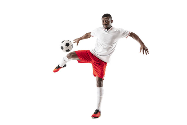 Professional african football soccer player isolated on white background - Foto, Bild