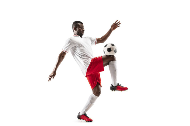 Professional african football soccer player isolated on white background - Valokuva, kuva