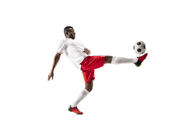 Professional african football soccer player isolated on white background - Fotó, kép