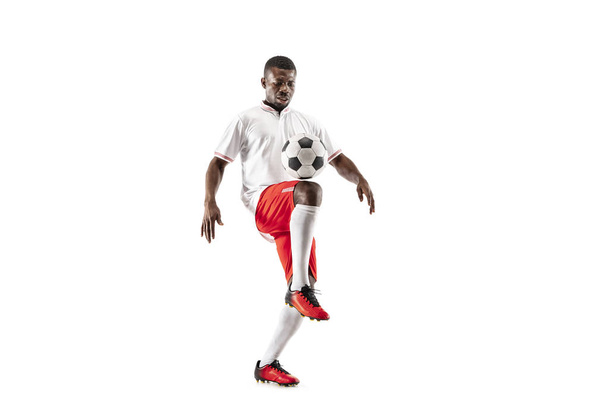 Professional african football soccer player isolated on white background - Fotografie, Obrázek