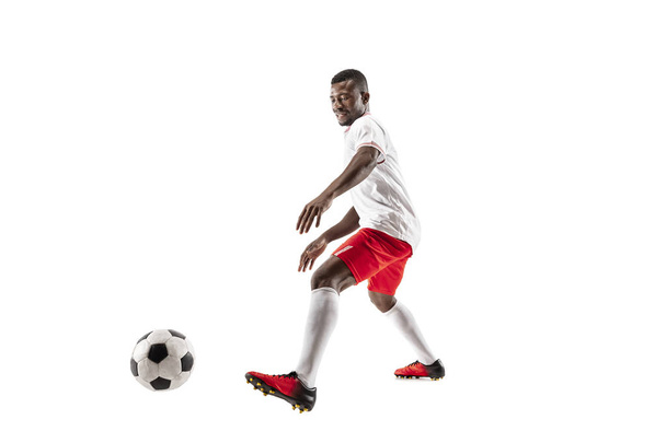 Professional african football soccer player isolated on white background - Φωτογραφία, εικόνα