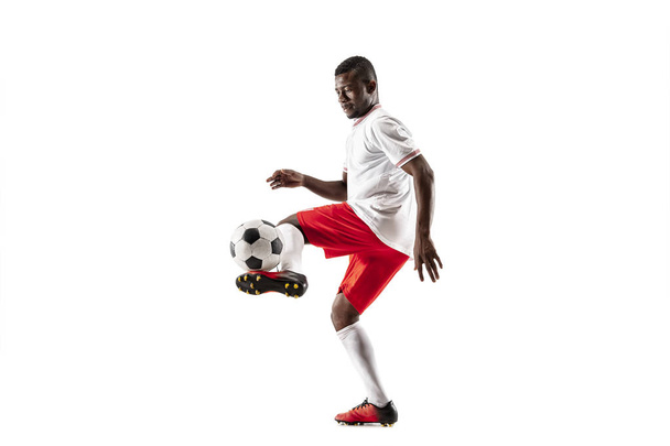 Professional african football soccer player isolated on white background - Φωτογραφία, εικόνα