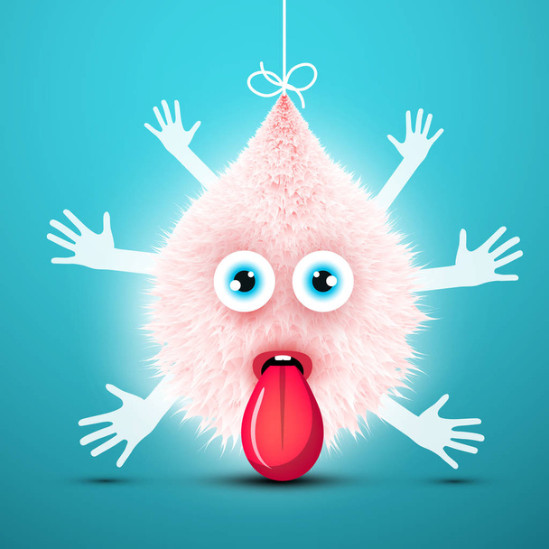 Cute Shaggy Creature with Many Hands and Stick out Tongue. Funky Vector Toy Illustration. Funny Monster or Bacillus Icon. - Vector, Image