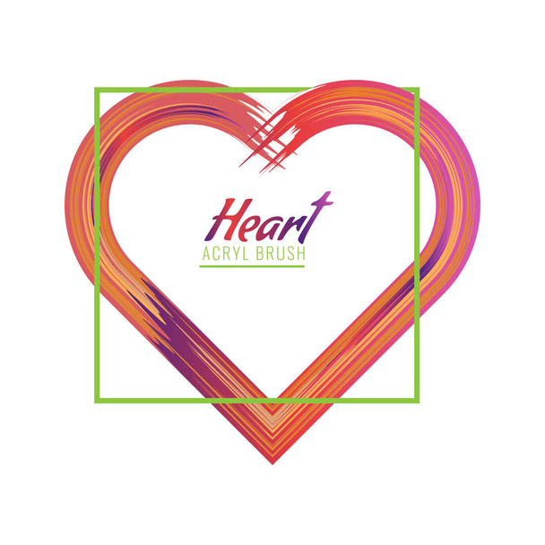 Handgetekende, geschilderde hart of acryl penseel hart frame. Vectorillustratie. - Vector, afbeelding