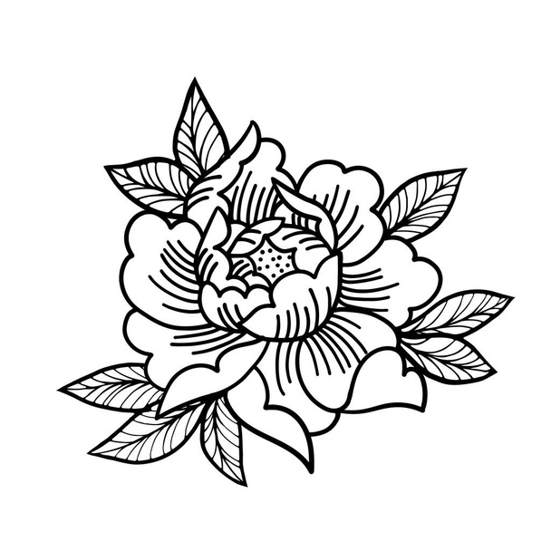 Tattoo Rose flower.Tattoo, mystic symbol Isolated vector - Vector, Image