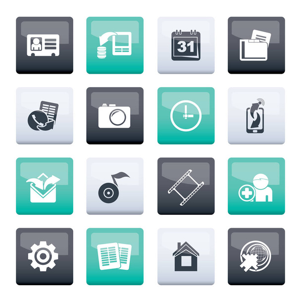 Iconos de menú de teléfono móvil sobre fondo de color - conjunto de iconos de vector
 - Vector, Imagen