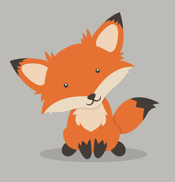 little Red fox cartoon - Vettoriali, immagini