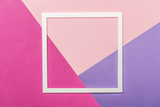white paper square frame on tricolor background  - Foto, Imagem